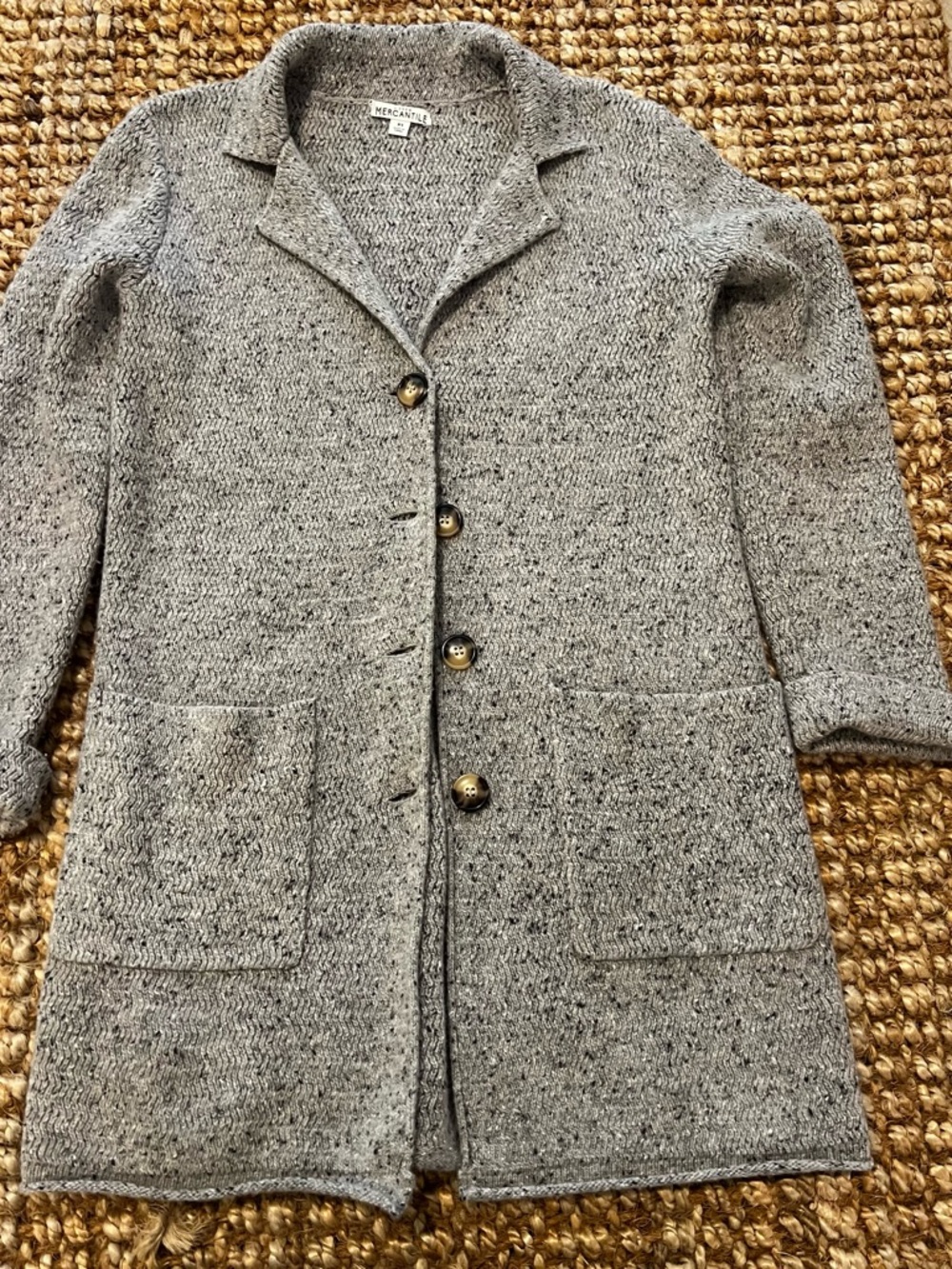 J. Crew Gray Knit Button-Front Cardigan Coat